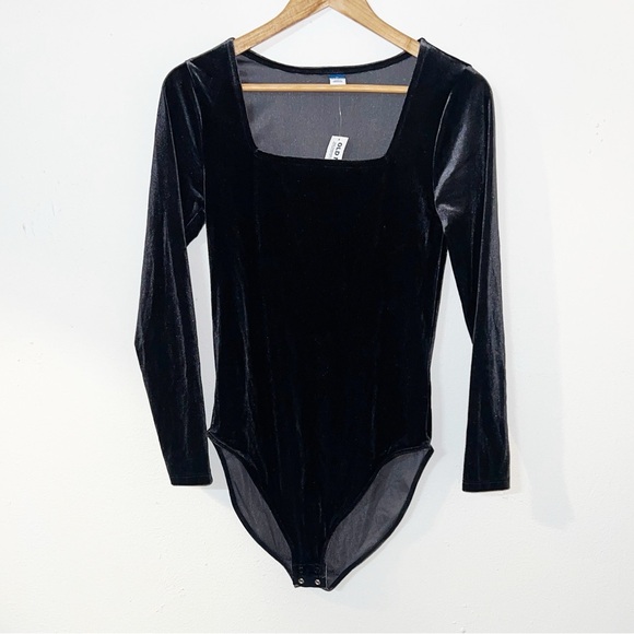 Old Navy Tops - Old Navy velvet black jack long sleeve square neck bodysuit new